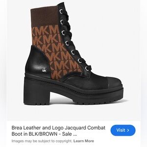 Michael Kors Black and Brown Logo Combat Boots